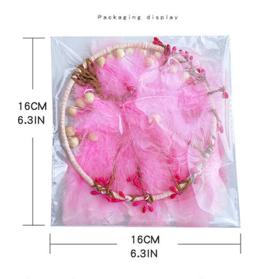 Olivenorma "Ten Miles of Peach Blossoms" Pink Feather Dream Catcher