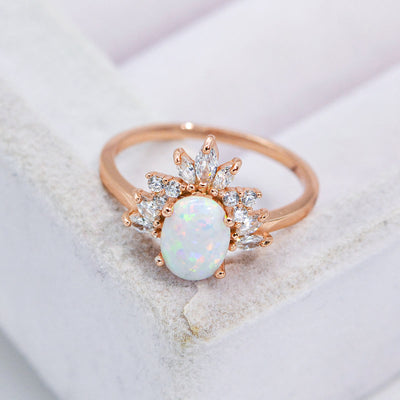 Olivenorma Oval Moonstone Opal S925 Sterling Silver Ring