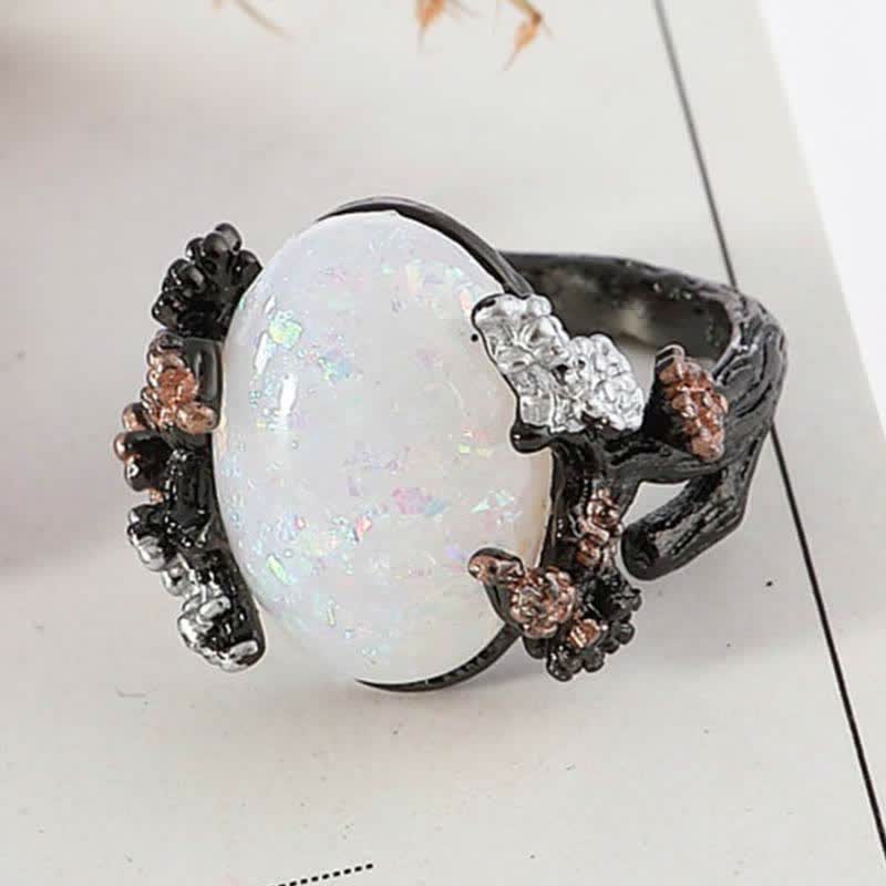 Olivenorma "Midnight Blossom: -Magic Tree Opal Ring