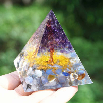 Olivenorma Amethyst Blue Lace Agate Tree Of Life Orgone Pyramid