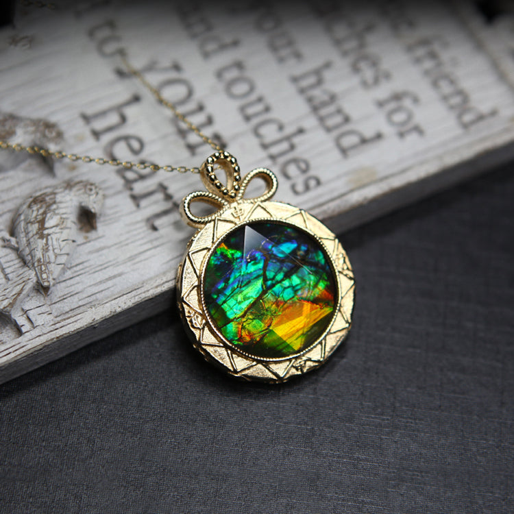 Olivenorma Natural Ammolite 925 Silver Necklace