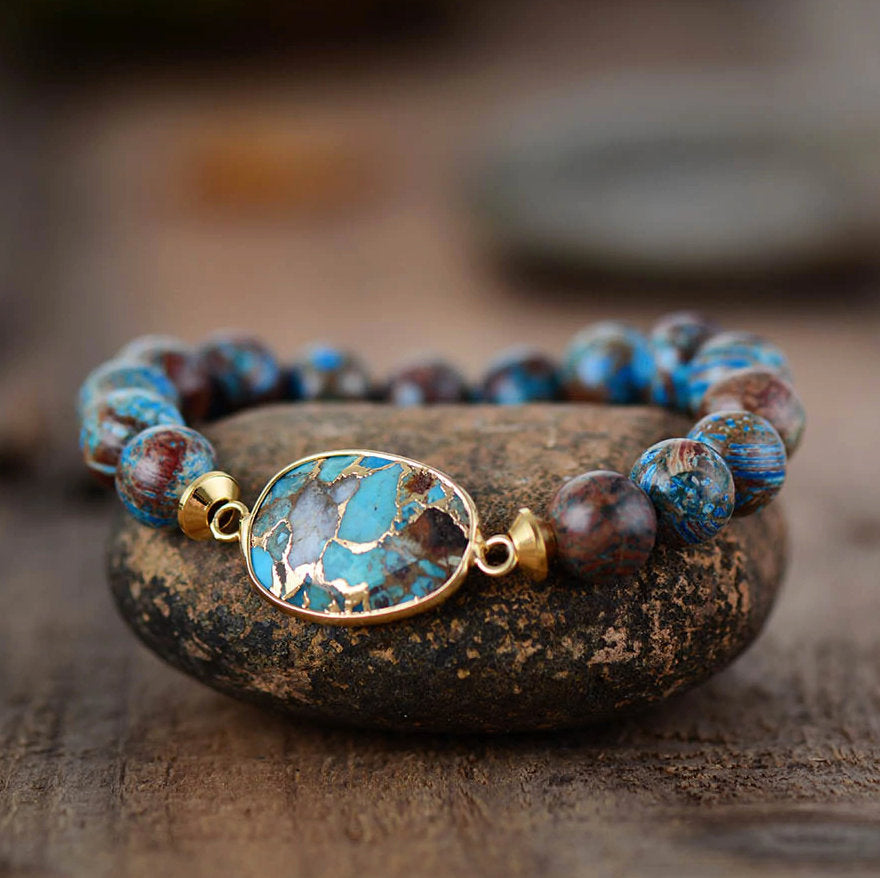 Olivenorma Natural Oyster Turquoise Healing Gemstone Bracelet