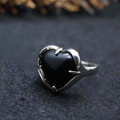 Olivenorma Natural Stone Crystal Heart Ring