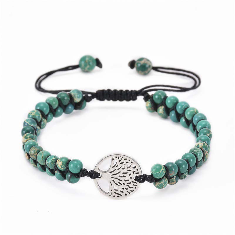 Olivenorma Tree of Life Natural Crystal Double Braided Bracelet