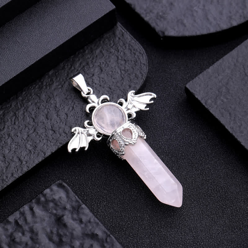 Olivenorma Natural Stone Angel Devil Wings Pendant Necklace