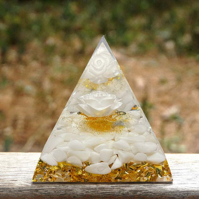 Olivenorma Natural White Jade Healing Orgone Pyramid