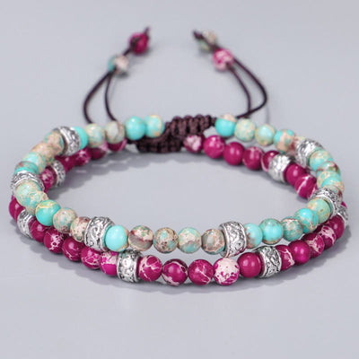 Olivenorma Natural Multicolor Imperial Stone Beaded Braided Bracelet