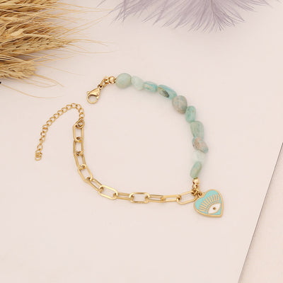 Olivenorma Natural Amazonite Evil Eye Necklace Bracelet Earrings Set