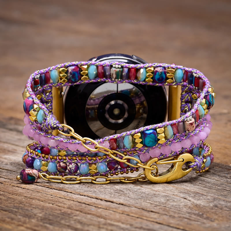 Olivenorma Crystal Beaded Purple Braided Samsung Strap Bracelet