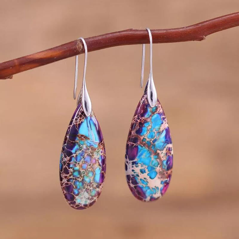 Olivenorma Drop Shape Emperor Stone Earrings