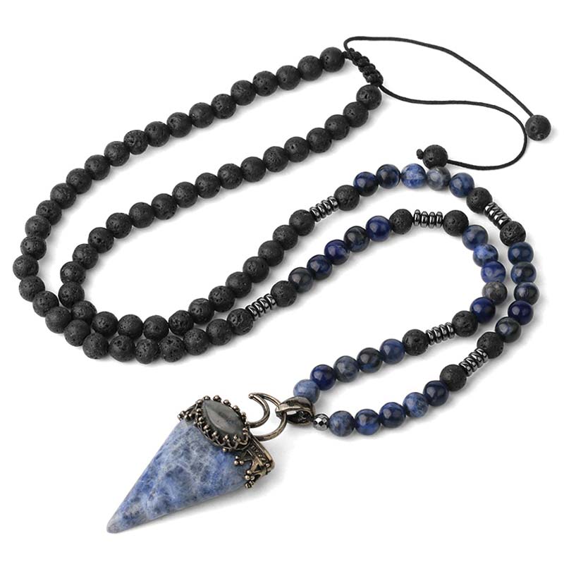 Olivenorma Natural Stone Prismatic Meditation Beaded Necklace