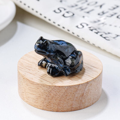 Olivenorma Natural Gemstone Carved Frog Statue Gemstone Decoration