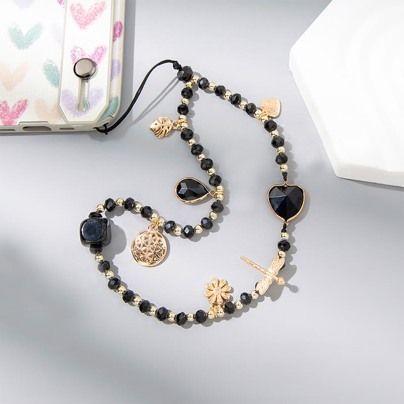 Olivenorma Crystal Pearl Drop Heart Shape Phone Strap