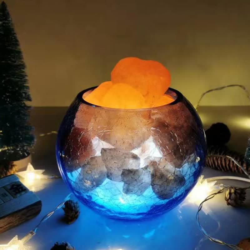 Olivenorma Creative Ice Cracked Glass Tank Himalayan Pink Salt Lamp