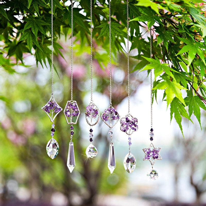 Olivenorma Natural Amethyst Tree Of Life Suncatcher Wind Chime