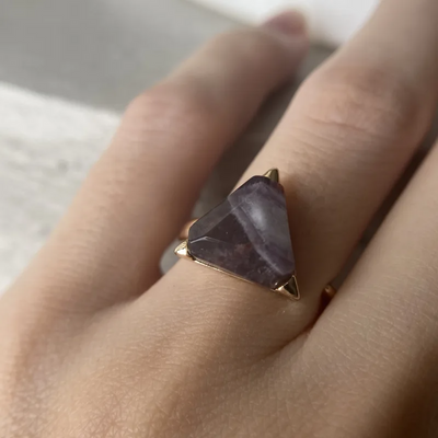 Olivenorma Triangle Green Aventurine Amethyst Ring