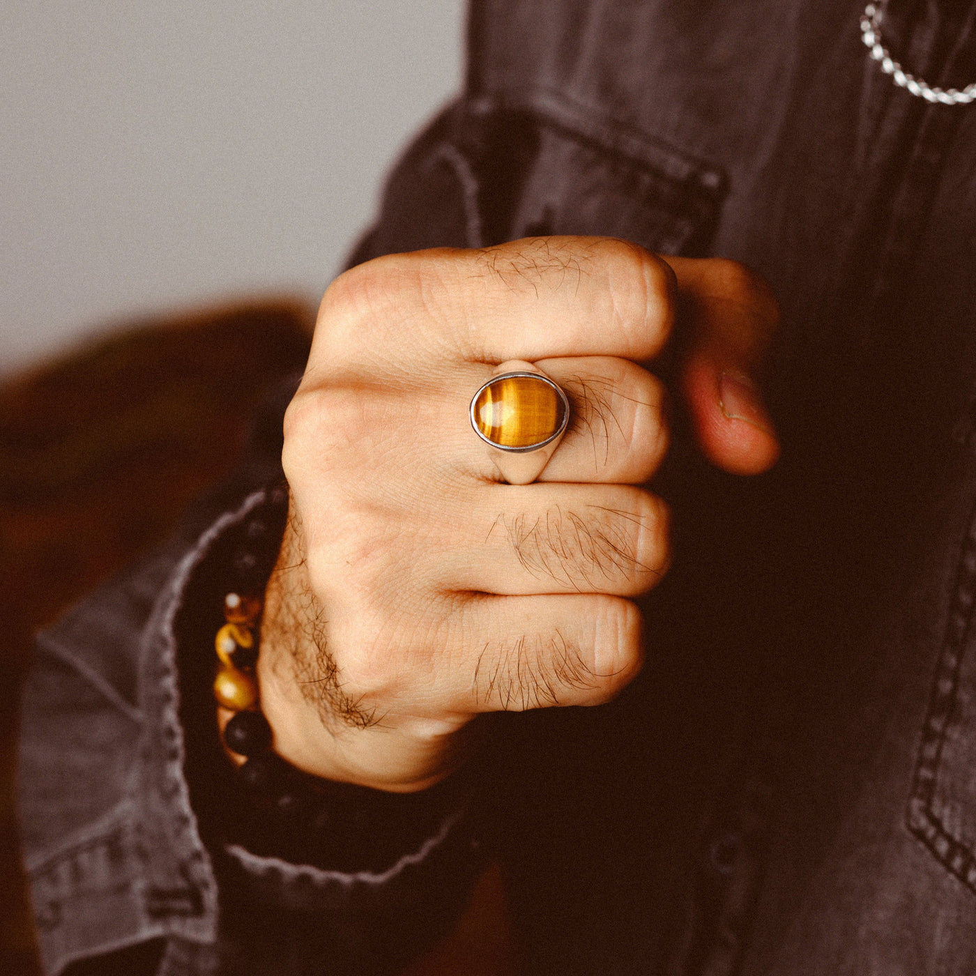 Oval Tiger's Eye Signet Men Ring