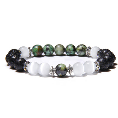 Olivenorma Natural Cat's Eye Stone Beads Men Bracelet