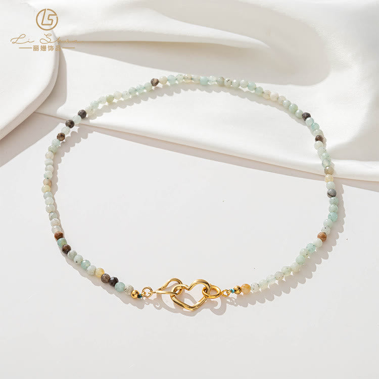 Olivenorma Natural Amazonite Gemstone Clavicle Necklace