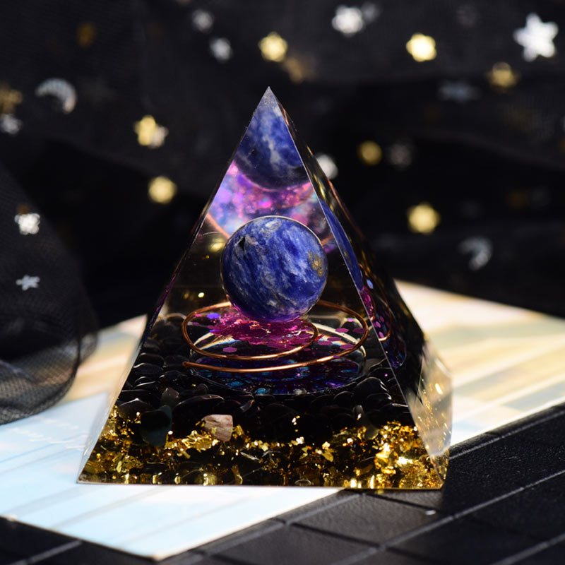 Olivenorma Lapis Lazuli Obsidian Orgone Pyramid