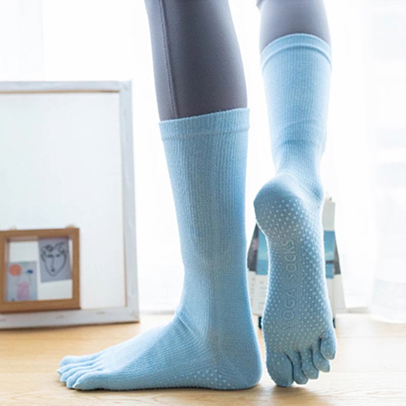 Olivenorma Women Non-Slip Five Toe Cotton Yoga Socks