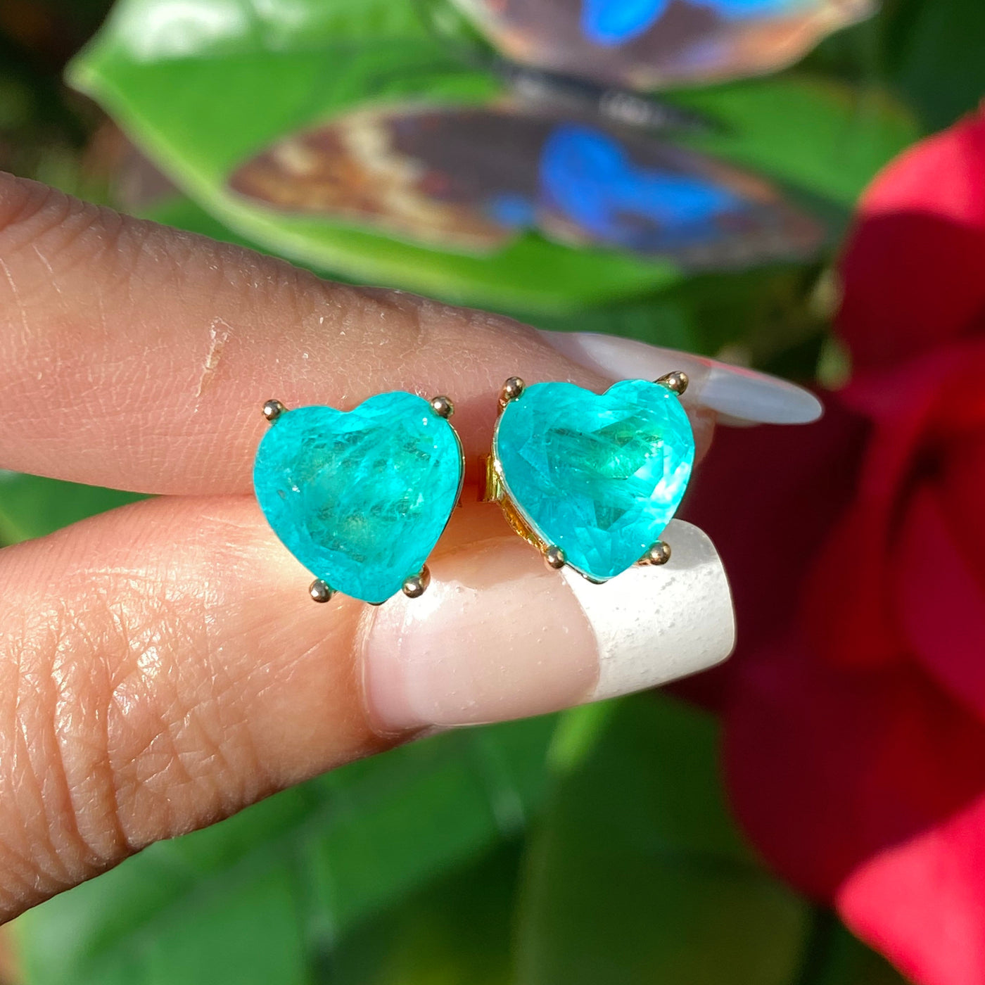 Olivenorma Heart Shape Paraiba Tourmaline Necklace Earrings