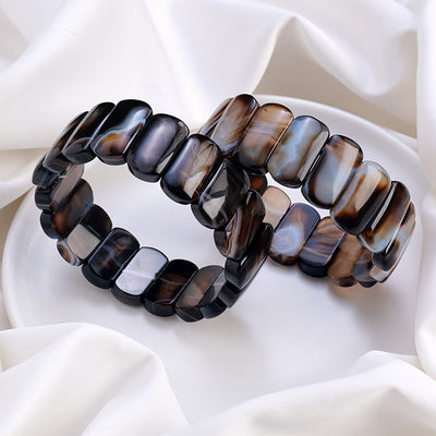 Olivenorma Natural Sardonyx Rectangular Beads Bracelet