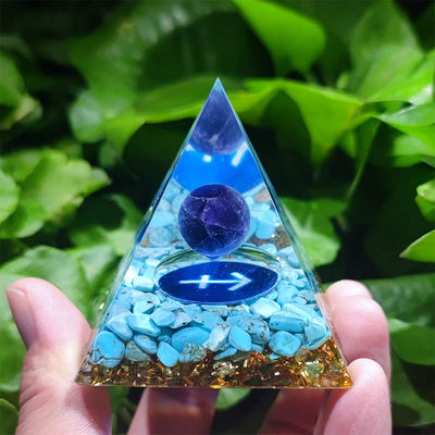 Olivenorma Turquoise with Lapis Lazuli Sagittarius Zodiac Orgone Pyramid