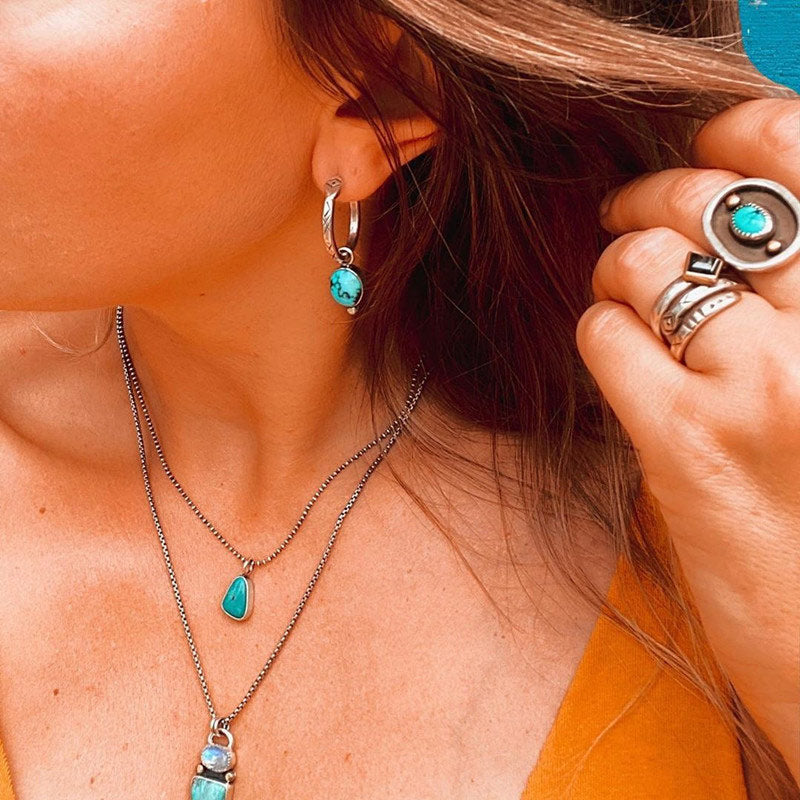 Olivenorma Retro Turquoise Earrings - image 1