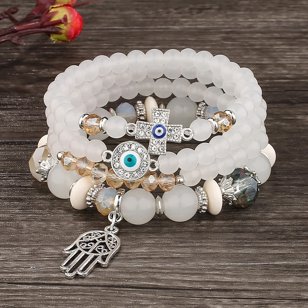 (Clearance 30% OFF / CODE: OFF30) - Olivenorma Evil Eye Hamsa Protection 4-Piece Bracelet Set