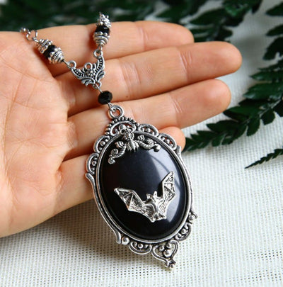 Olivenorma Silver Bat Obsidian Necklace