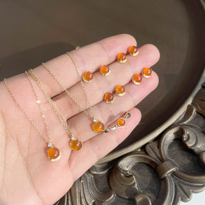 Olivenorma Natural Yellow Agate Jewelry Set