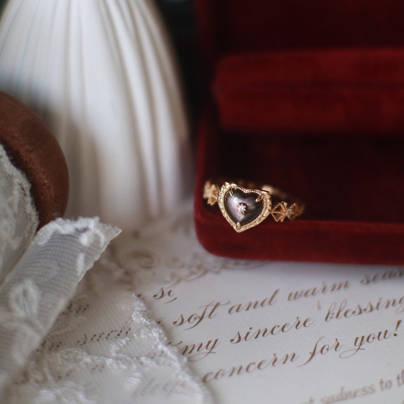 Olivenorma Sterling Silver Gold Plated Labradorite Heart Shaped Ring