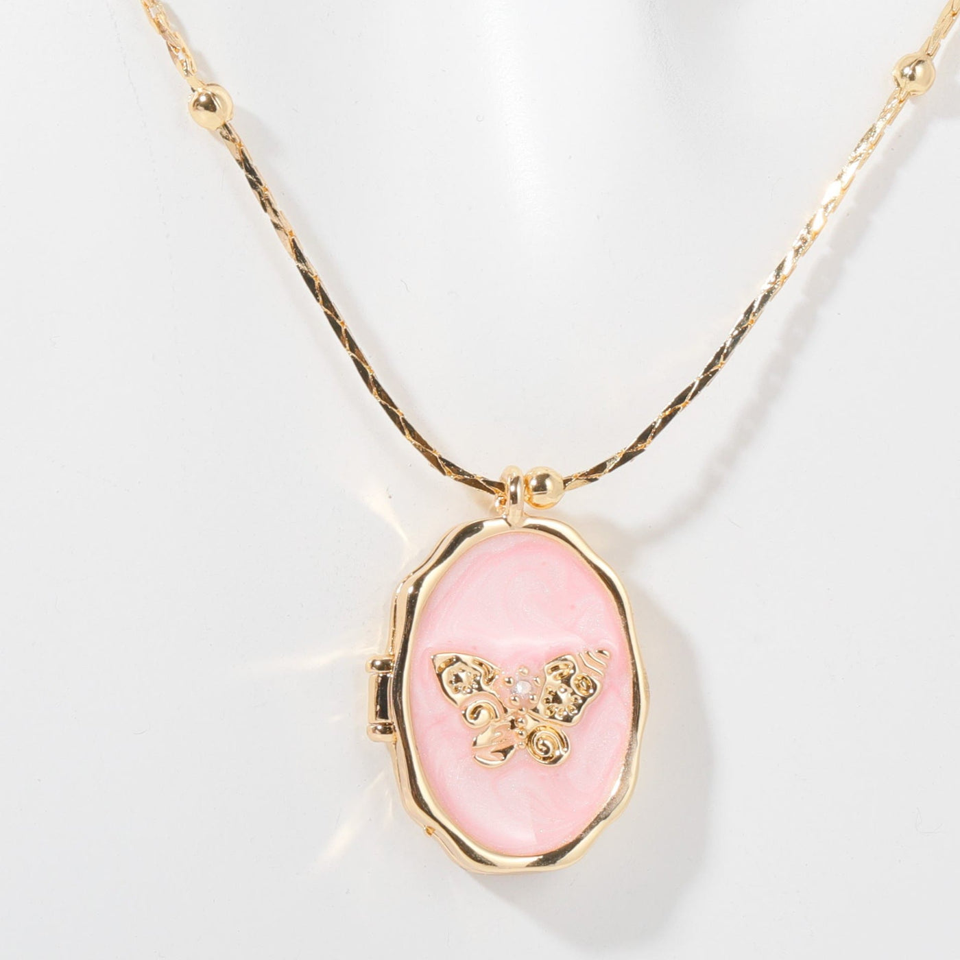 Olivenorma Nacre Butterfly Pendant 14k Gold Plated Copper Necklace