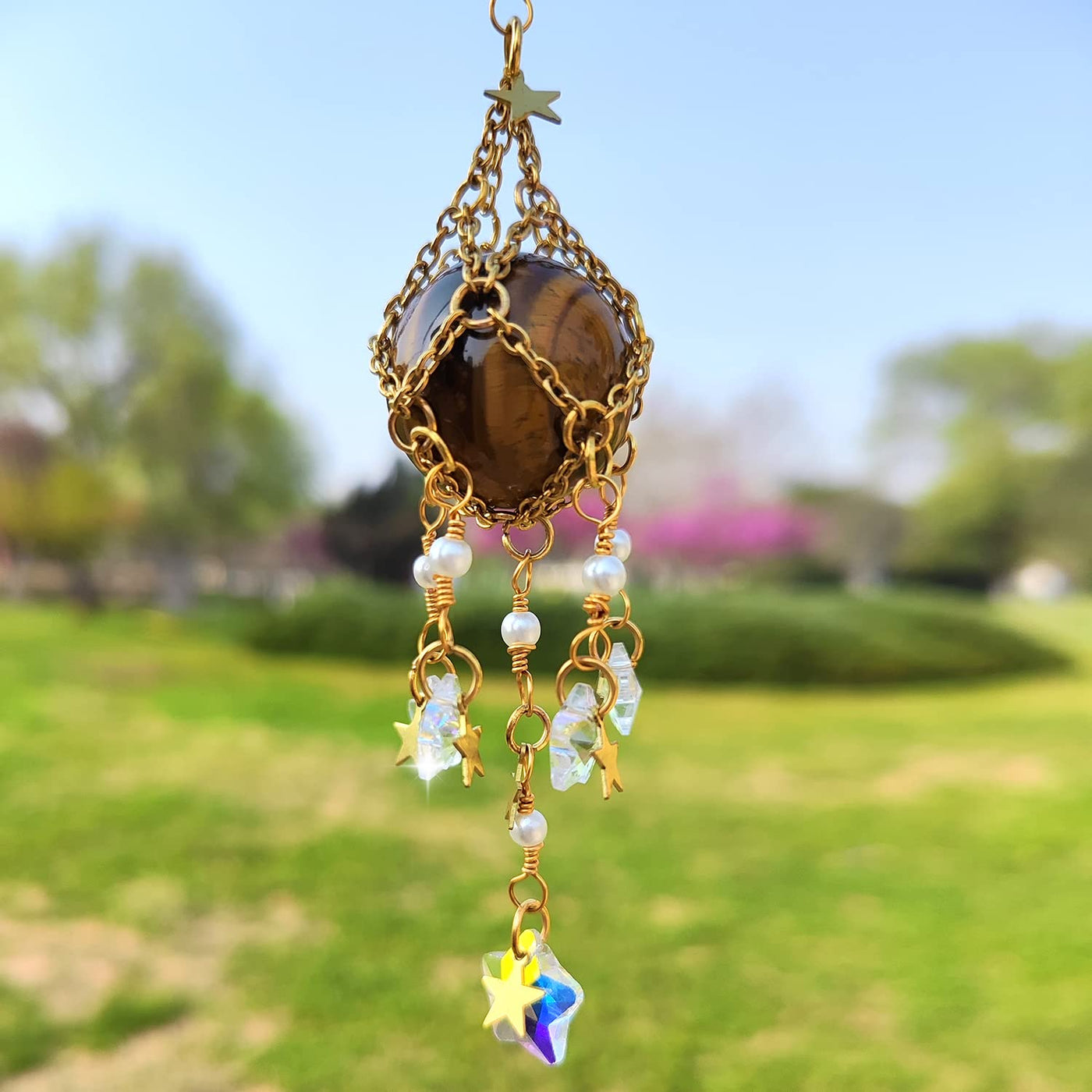 Olivenorma Natural Crystal Original Stone Hanging Pendant Wind Chime