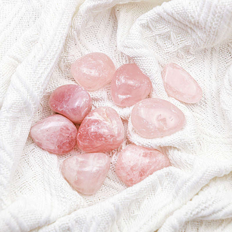 Olivenorma Rose Quartz Natural Tumbled Stone Set