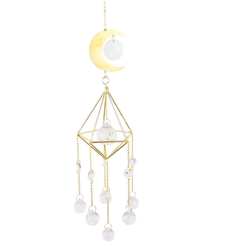 Clear Crystal Suncatcher Moon Wind Chime