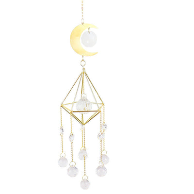 Clear Crystal Suncatcher Moon Wind Chime