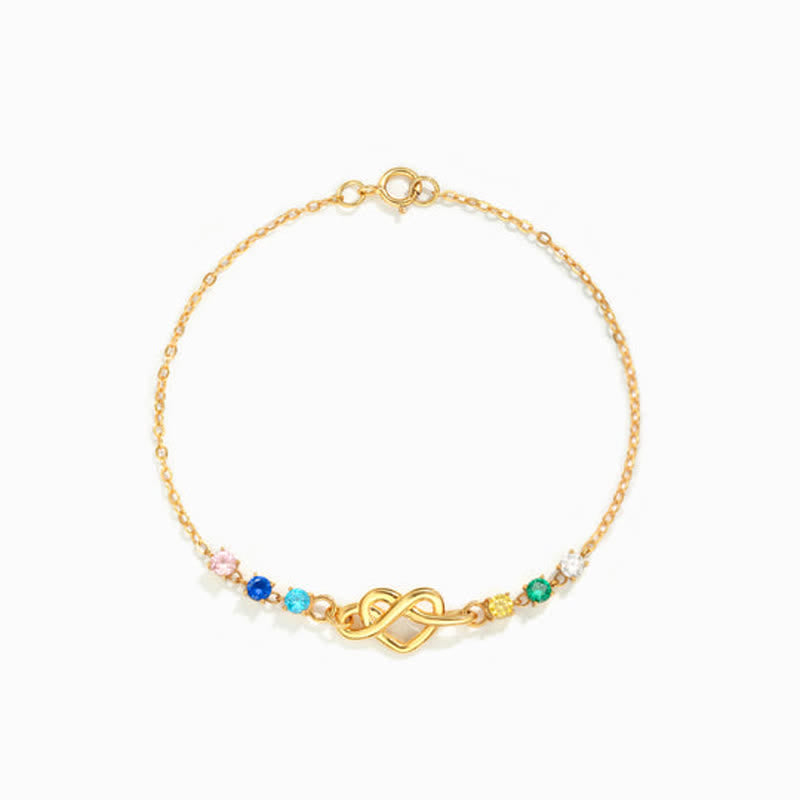 Olivenorma Personalized 1-8 Birthstones Heart Knot Bracelet