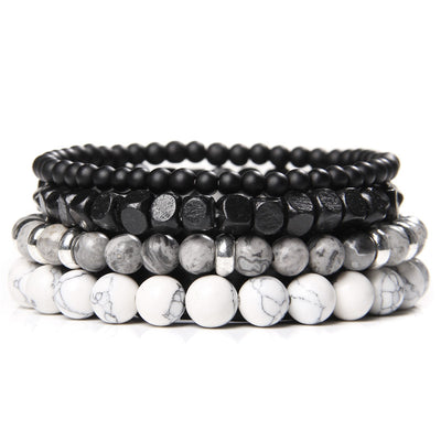 Olivenorma Black Agate 4-Layer Stackable Men Bracelet