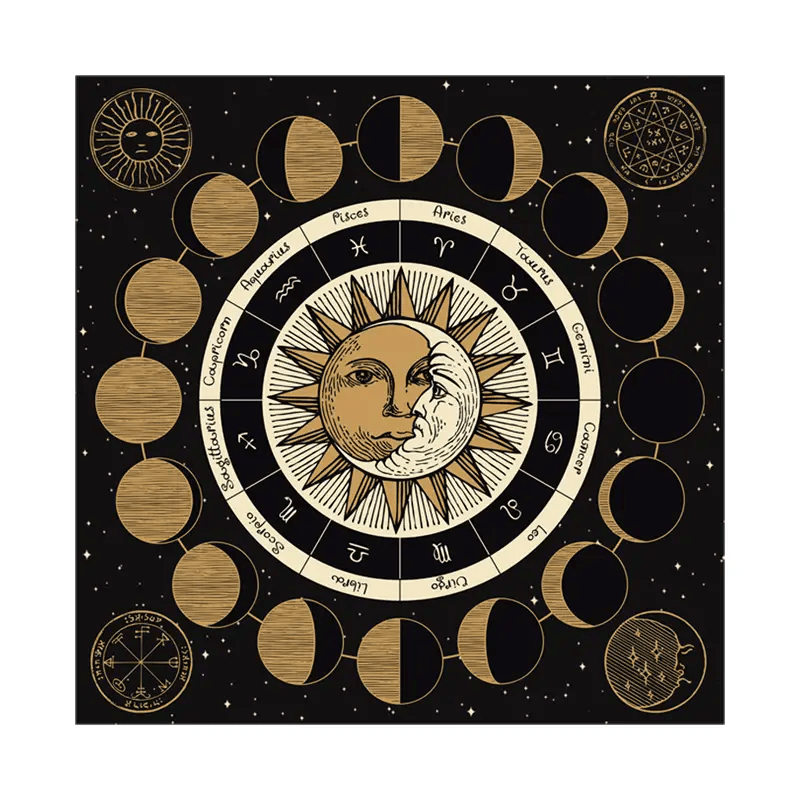 Olivenorma Astrology Wheel Moon Phase Zodiac Tarot Tablecloth