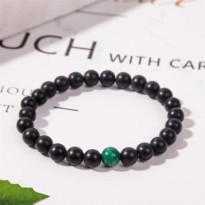 Olivenorma 8mm Malachite Black Onyx Beaded Bracelet