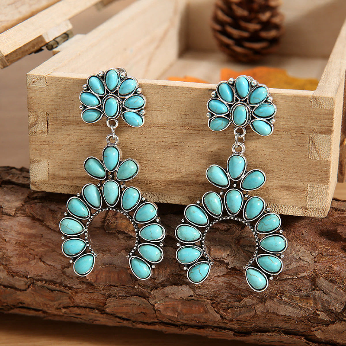 Olivenorma Chunky Turquoise Drop Bohemia Earrings