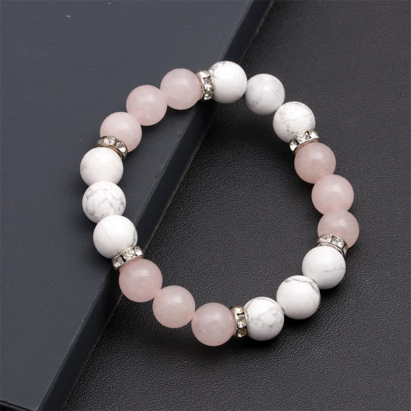 Olivenorma Lava Stone Rose Pink Quartz Beaded Bracelet