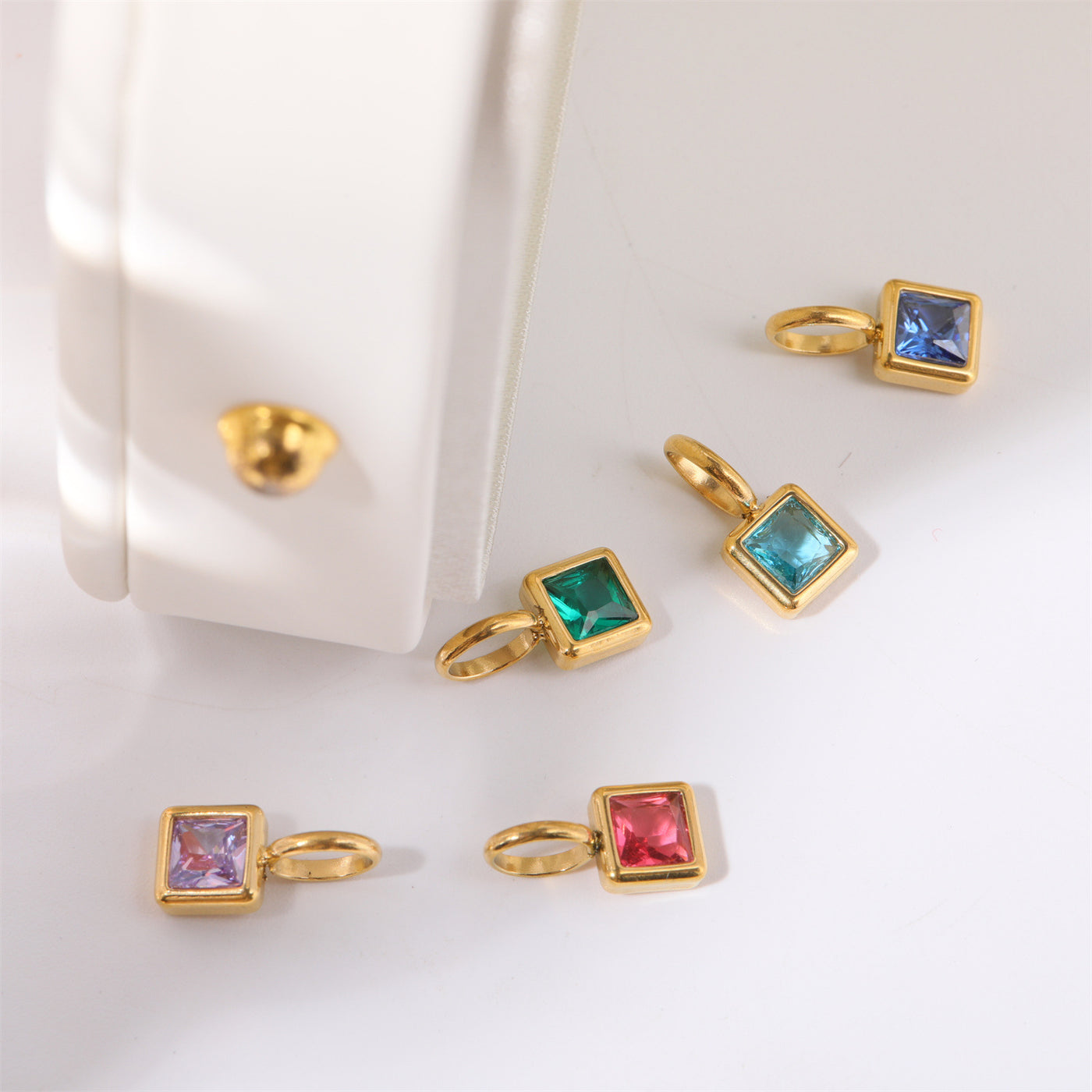 Olivenorma Colorful Square 12 Birthstone Pendant Accessory Necklace