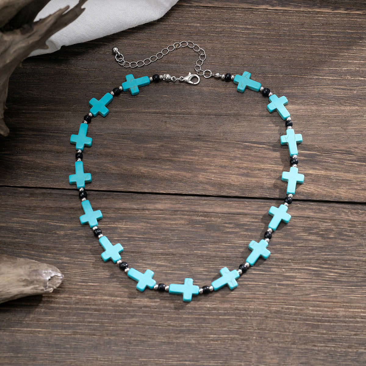 Olivenorma Turquoise Cross Strand Necklace