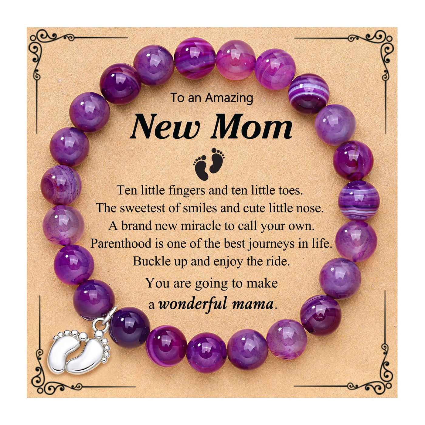 Olivenorma New Mom Gifts Natural Stone Beaded Bracelet