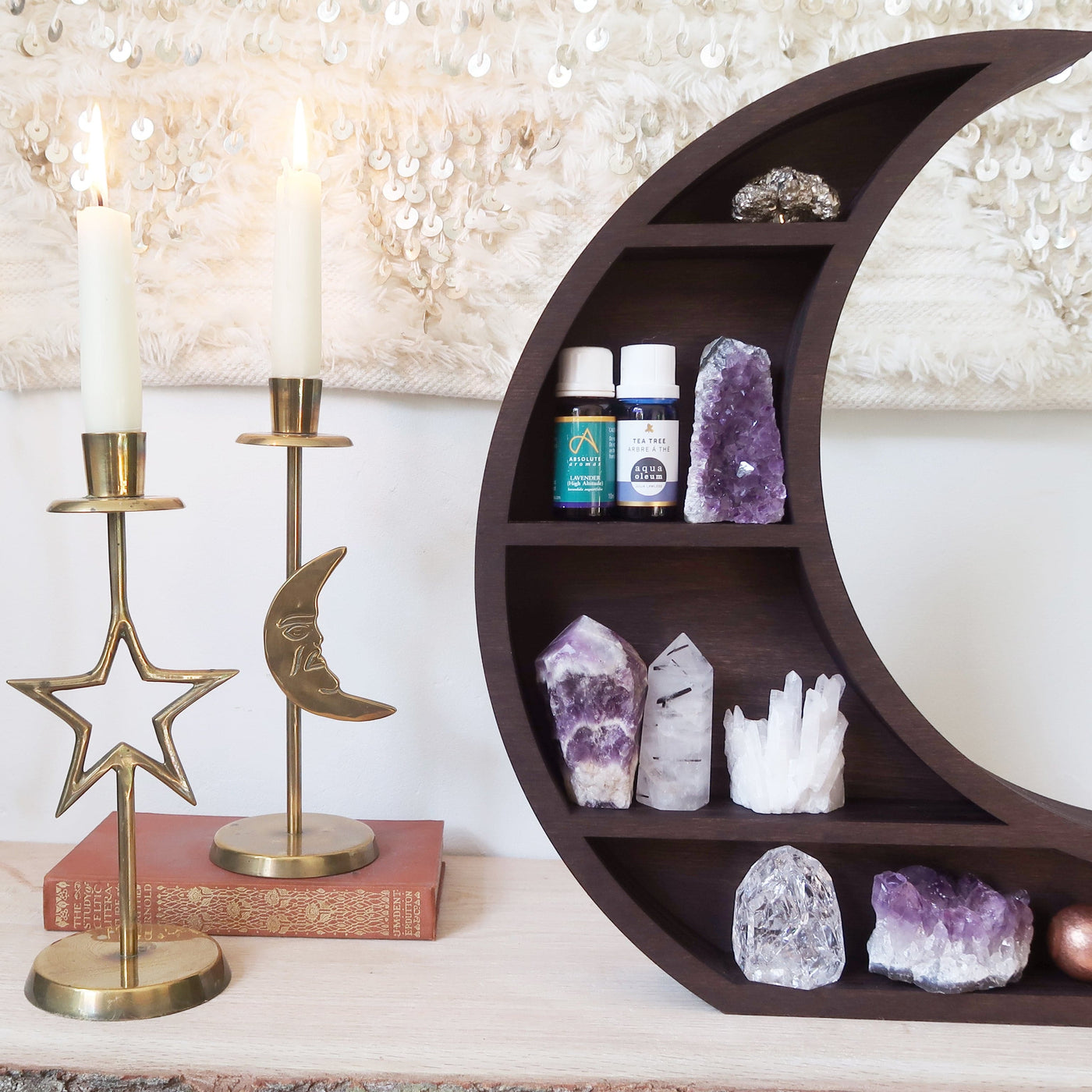 Olivenorma Handcrafted Moon Crystal  Shelf