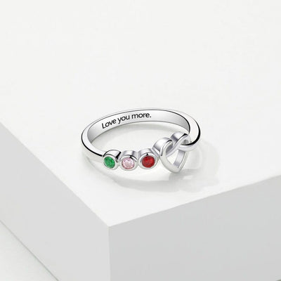 Olivenorma Personalized Ties The Heart Engraved Birthstone Ring