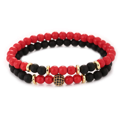 Olivenorma Natural Crystal Two Layer Beaded Men Bracelet